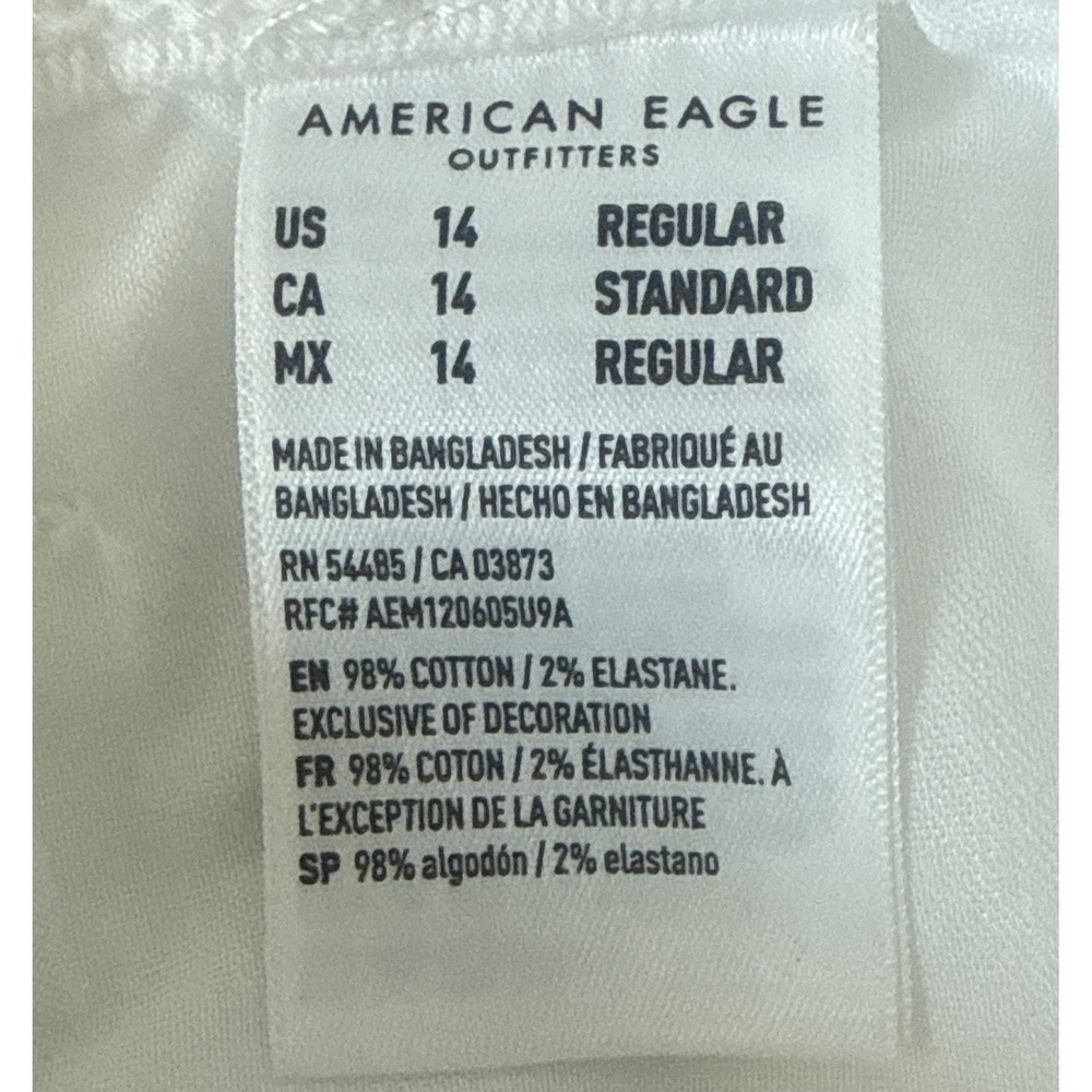 American Eagle Mom Straight Jeans Womens 14 Bright White Distressed‎ NWOT - Picture 9 of 12